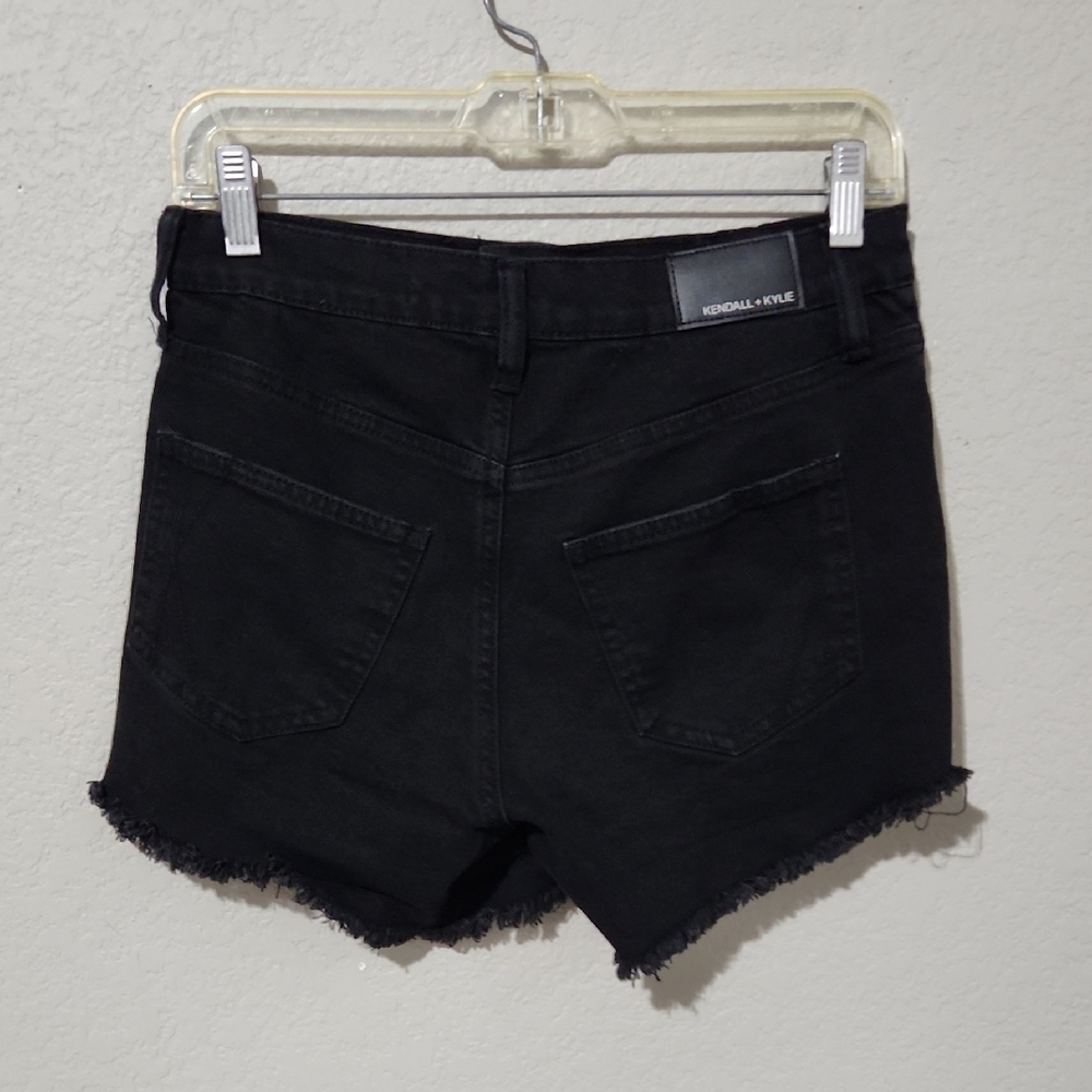 Kendall + Kylie Black Distressed High-Waisted Denim Shorts Size 3 26 Womens Fray